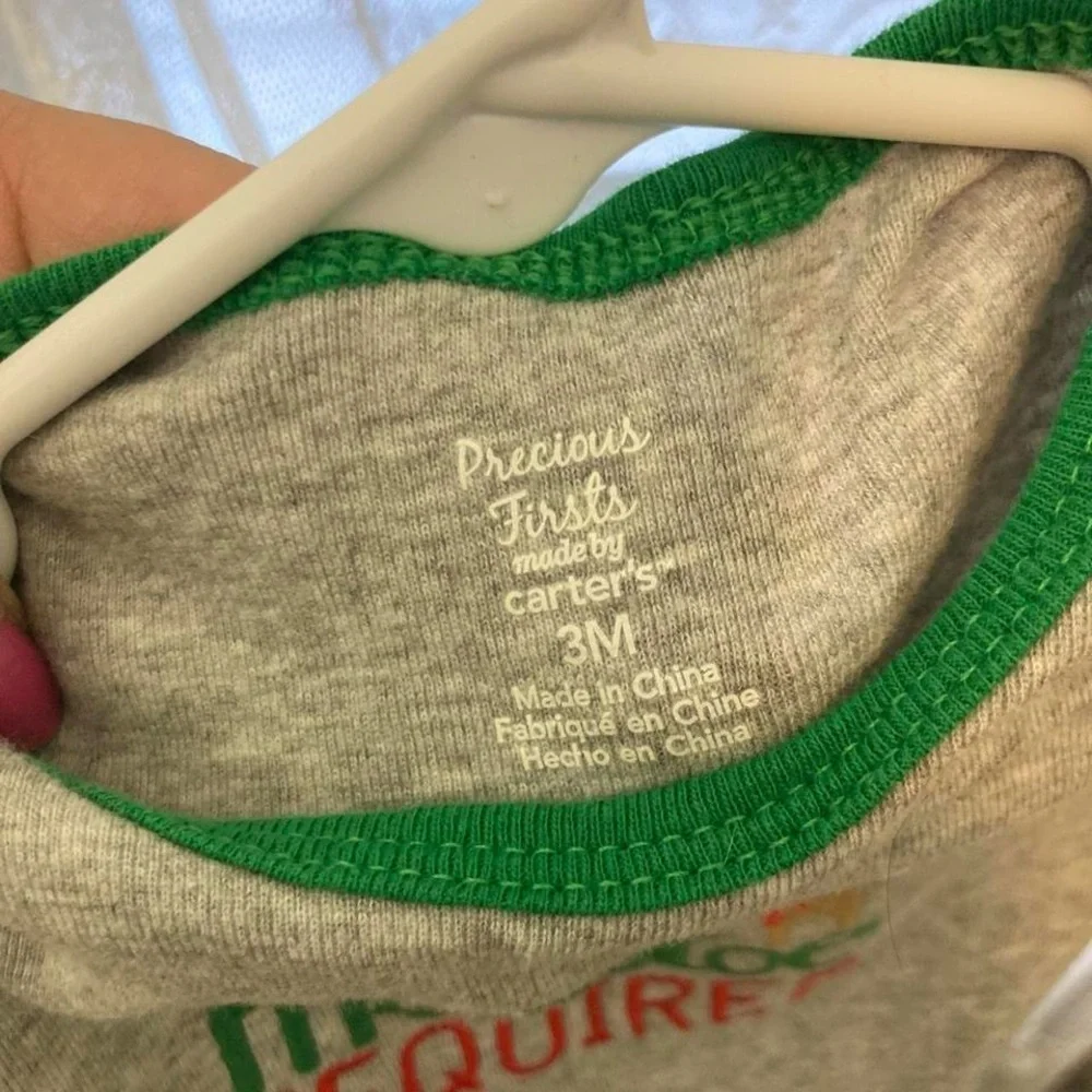 Carters Grey and green Christmas bodysuit No Mistletoe required 3moa